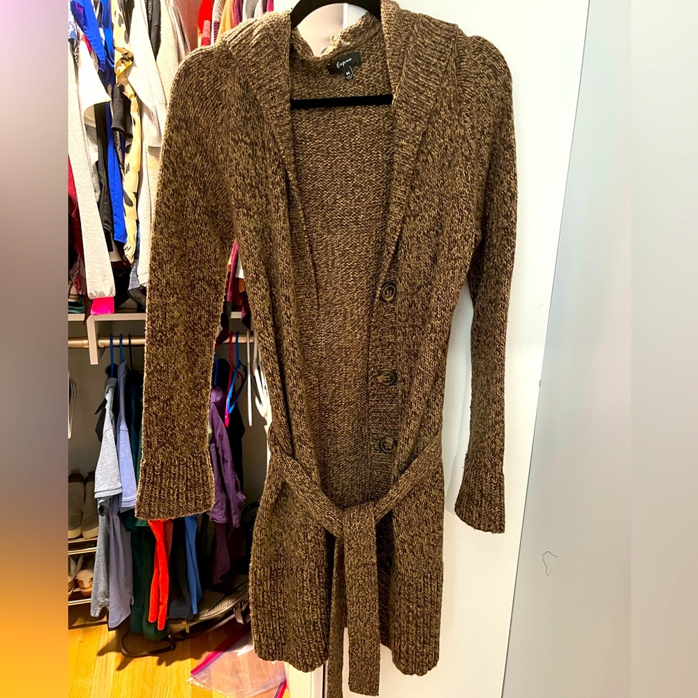 Womens long hooded sweater